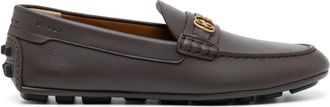 Bally Emblem-plaque leather driving shoes - men - Calf Leather/Rubber/Leather - 41.5 - Brown