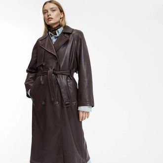 La Redoute Collections Lange trenchcoat van imitatieleer, knoopsluiting