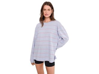 Free People Movement Printed Hustle Layer Womens Clothing Awning Stripe Slate : LG (Womens 12-14), Cotton