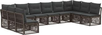 vidaXL Conjunto De Sof&aacute;s De Jard&iacute;n 10 Uds. Gris Rat&aacute;n Sint&eacute;tico Vidaxl