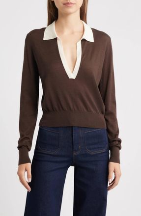 Frame Denim The Two Tone Polo In Coffee Multi