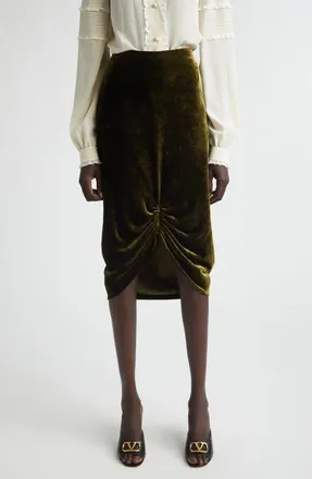 Valentino Velvet Midi Skirt in Army Green at Nordstrom, Size 38
