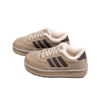 Generic Women Thick soled Velvet Board Shoes with Thick Velvet for Winter Anti slip Sports and Leisure Snow Boots (Grey,6.5)