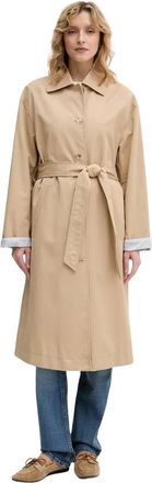 Benetton Jassen, Dames, Beige, XS, Katoen, Geknoopte Trenchcoat met Riem