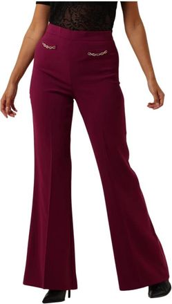 Twinset Paarse Elegante Pantalon - Dames - Wijde Broeken - Paars - 2XS - Polyester - Broeken