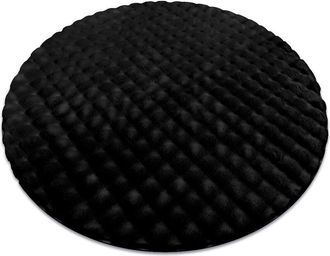 RugsX Rugsx - Carpet bubble circle black 25 imitation of rabbit fur 3D structural black round 120 cm