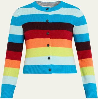 Christopher John Rogers Striped Crop Crewneck Cardigan