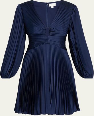 Milly Julia Cutout Pleated A-Line Mini Dress