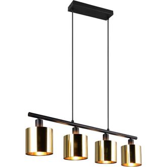 Trio Leuchten Lampada a sospensione 4 luci, metallo, nero e oro, L 75 cm, Jason