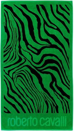 Roberto Cavalli Home, unisex, Groen, ONE Size, Katoen, Zebra 2000 Print Strandlaken