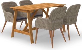 vidaXL Juego De Comedor Para Jard&iacute;n 5 Piezas Marr&oacute;n Vidaxl