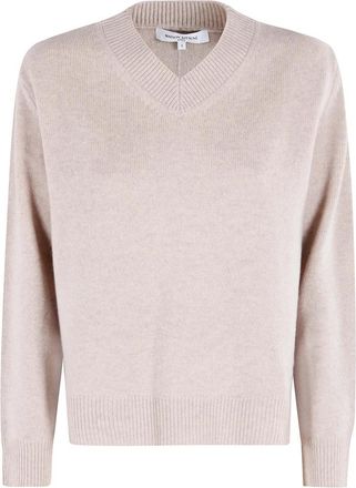 Maison Kitsun&eacute; Merino Wool Comfort V-neck Jumper - Dames - V-hals truien - Beige - XS - Wol - Truien & Vesten