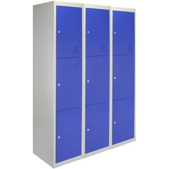 MonsterShop Monster Racking - Monstershop - 3 Taquillas Met&aacute;licas Para Montar Con 3 Puertas Azules 45x114x180cm Con Estantes Llaves Imanes Portatarjetas Nombre Ca