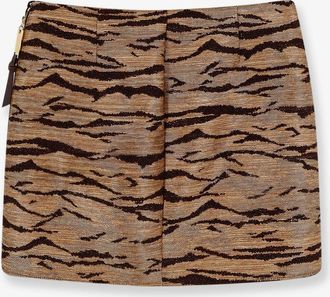 Elisabetta Franchi Womens Mini Skirt Embroidered Brown Polyester