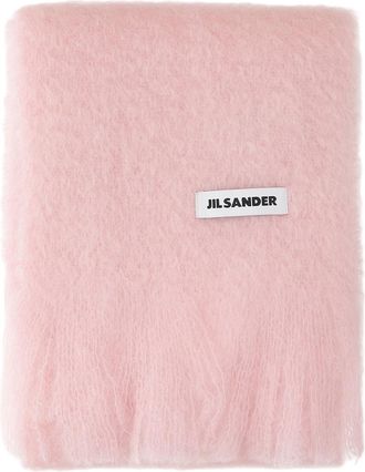 Jil Sander Pink Mohair Blend Fringed Scarf