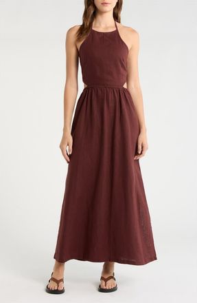 Beyond Yoga SoftWash Linen Halter Dress in Iced Mocha at Nordstrom, Size X-Large