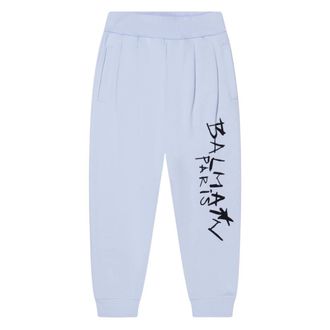 Balmain Logo Print Joggers in Blue - male - Balmain - Sweatpants - Blue - 8 Y - Kids