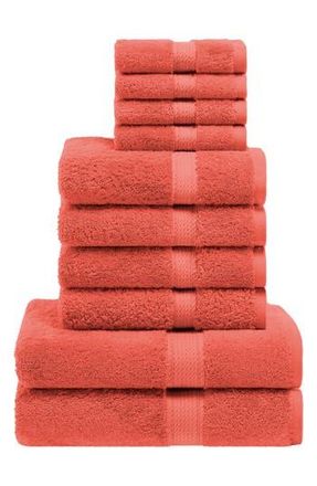 Superior Egyptian Cotton 10-Piece Towel Set in Coral at Nordstrom Rack, Size 10 Piece Set