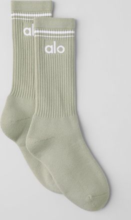 Alo | Throwback Socks in Limestone/White Green, Size: Medium