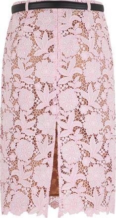 Self Portrait Womens Lace Midi Skirt Pink Polyester