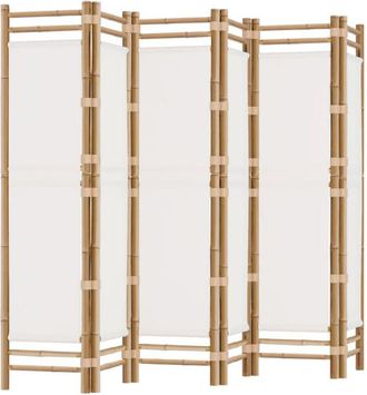 vidaXL Folding 6-Panel Room Divider 240 cm Bamboo and Canvas Vidaxl