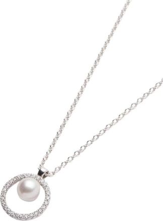 Pandora Ketting met gekweekte zoetwaterparel en pav&eacute; - Dames - Accessoires - Wit - Maat: 145 CM
