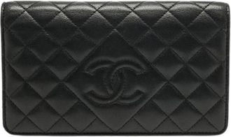 Chanel Pre-owned Leather Wallet - Dames - Vintage Accessoires - Zwart - ONE Size - Leer - Vintage