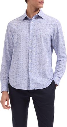 Bugatchi James OoohCotton Abstract Print Twill Button-Up Shirt in Lilac at Nordstrom, Size Xx-Large