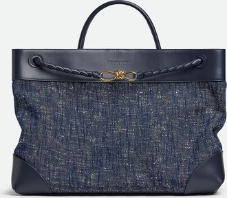 Bottega Veneta Large Andiamo - Blue - Women - 70% Denim Boucl&eacute; & 30% Calfskin