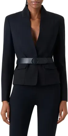 Akris Fitted Signature Jersey Blazer in Black at Nordstrom, Size 12
