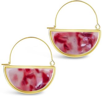 Sterling Forever Resin Half Moon Dangle Earrings