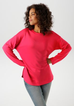 Aniston Sweatshirt ANISTON CASUAL, Damen, Gr. 36, pink, Jersey, Obermaterial: 49% Modal, 46% Polyester, 5% Elasthan, unifarben, l&auml;ssig geschnitten Po-bedecken