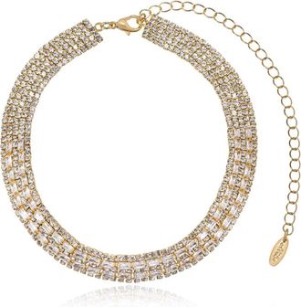Ettika Womens Crystal Choker Necklace In Gold