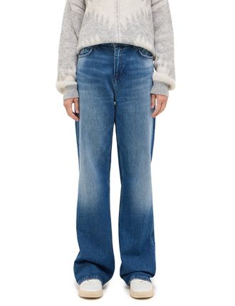 Mustang Weite Jeans MUSTANG Damen Style Madison Wide, Damen, Gr. 25, L&auml;nge 32, 582 mittelbalu, 73% Baumwolle, 26% Lyocell, 1% Elasthan, unifarben, weit, Jeans