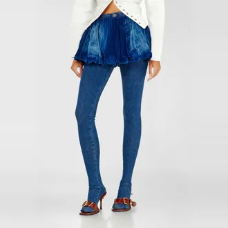 Diesel Short bubble skirt in velvet denim - Skirts - Woman - Blue