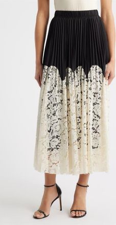 Nikki Lund Renly Pleated Lace Skirt in Ivory at Nordstrom, Size X-Small