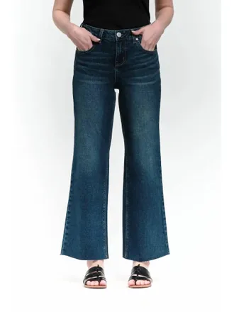 1822 Denim Raw Hem Wide Leg Crop Jeans In Knox