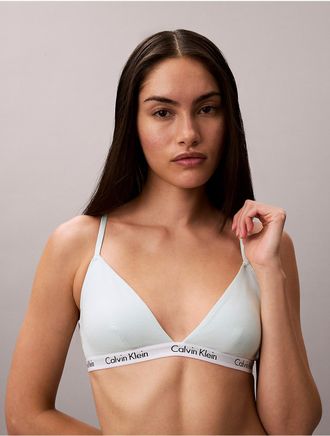 Calvin Klein Womens Carousel Rib Lightly Lined Triangle Bra - Blue - XL