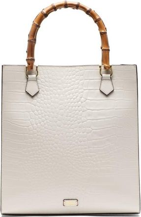 Frances Valentine Nan Croc Embossed Leather Tote in Oyster at Nordstrom