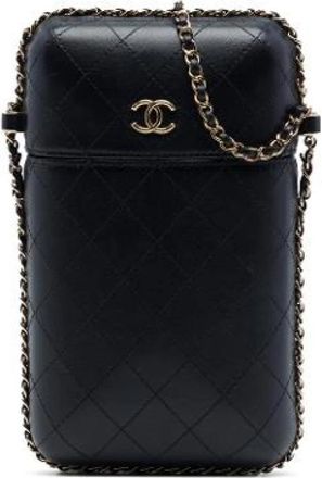 Chanel Pre-owned Phone Holder - Dames - Vintage Schoudertas - Zwart - ONE Size - Leer - Vintage