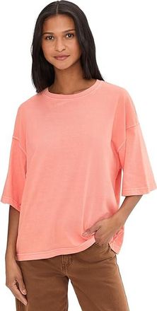 Free People We The Free Perfect Oversized T-Shirts Womens Clothing Coral Crimson : LG (Womens 12-14), Cotton
