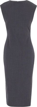 Jacquemus Fitted Gray Stretch Wool Midi Dress With Gathered Back Detail