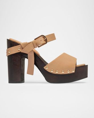 Bernardo 115mm Luxor Leather Platform Clogs