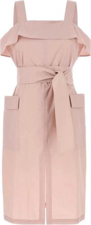 Max Mara Arte 1234 Midi Katoenen Poplin Jurk - Dames - Korte kleedjes - Roze - XS - Katoen - Kleedjes