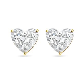 Diana M. Jewels 14Kt Yellow Gold 2.50 cts Lab Grown Heart shaped Diamond Studs