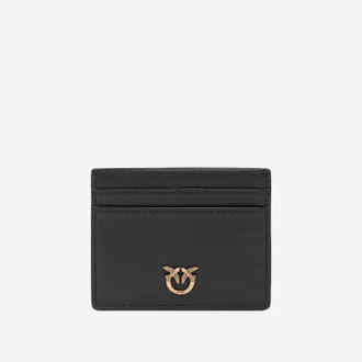 Pinko Leather with Logo Card Case - Black