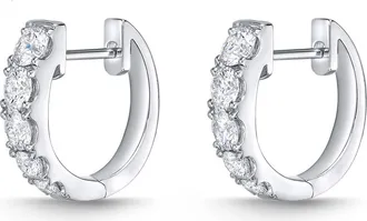 Memoire Essential Graduated Diamond Hoop Earrings in White Gold at Nordstrom