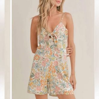 Sadie & Sage Dream On Tie Front Romper In Multi