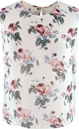 Saint Laurent Crepe Sleeveless Floral Top Size XS