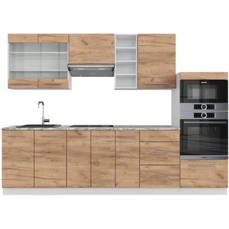 Vicco Mueble De Cocina Fame-line, Oro Potencia Roble/blanco, 280 Cm Sin Encimera, Vicco